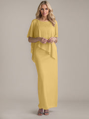 Sheath Scoop Floor-Length Beaded Mother of the Bride Dress