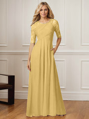 A-Line Square Neck Floor-Length Chiffon Mother of the Bride Dress