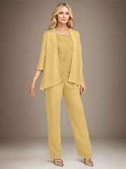 Stormy 3 Piece Long Mother of the Bride Pant Suits with Appliques