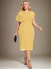 Sheath/Column Scoop Knee-Length Chiffon Mother of the Bride Dress With Beading