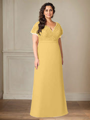 A-Line V-Neck Lace Chiffon Mother of the Bride Dress