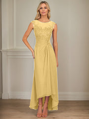 A-Line Scoop Asymmetrical Chiffon Mother of the Bride Dress