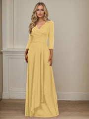 A-Line V-Neck Floor-Length Chiffon Mother of the Bride Dress