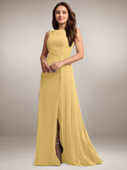 A-Line Scoop Floor-Length Sequins Chiffon Mother of the Bride Dress