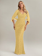 Mermaid V-Neck Floor-Length Chiffon Mother of the Bride Dress