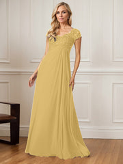 A-Line V-Neck Floor-Length Chiffon Mother of the Bride Dress