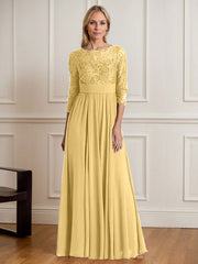 A-Line Scoop Floor-Length Sequins Chiffon Mother of the Bride Dress
