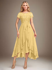 Asymmetrical Sequin Mother of Bride Dress with Appliques