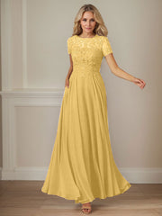 A-Line Boat-neck Sequins Chiffon Mother of the Bride Dress