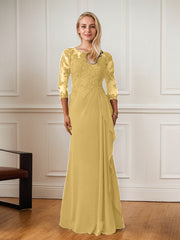 A-Line Floor-Length Scoop Chiffon Mother of Bride Dress