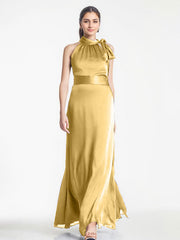 A-line Scoop Full-Length Chiffon Evening Dress