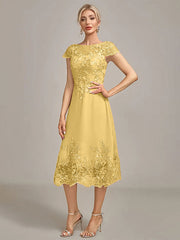 Dusty Rose A-Line Tea-Length Mother of the Bride Dress With Sequins