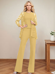 Jumpsuit/Pantsuit Scoop Neck Elastic Satin Mother Of The Bride Dresses