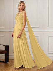 A-Line V-Neck Floor-Length Chiffon Mother of the Bride Dress