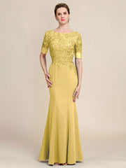 Grey Blue Mermaid Floor Length Chiffon Mother of Bride Dress With Appliques