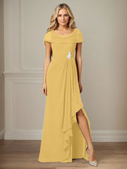 Dark Navy A-Line Side Slit Chiffon Dress Mother of the Bride Dress