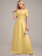 A-Line Round Neck Sequin Mother of Bride Dress With Appliques
