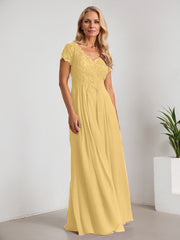 A-Line V-Neck Floor-Length Chiffon Mother of the Bride Dress