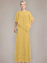 Sheath/Column Scoop Floor-Length Chiffon Lace Mother of the Bride Dress With Sequins Beading