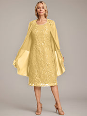 A-line Scoop Knee-Length Lace Mother of the Bride Dress With Sequins