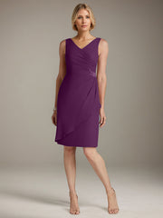 Sheath V-Neck Knee-Length Chiffon Mother of the Bride Dress