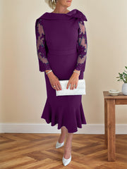 Trumpet/Mermaid Elastic Satin(Slight Stretch) Mother Of The Bride Dresses With Bow(s)/Lace