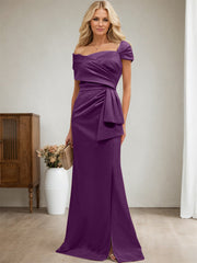 Elegant Wrap Sheath Mother Of The Bride Dresses With Split Front