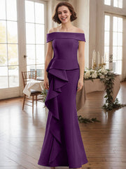Off-The-Shoulder Cascading Ruffles Mother Of The Bride Dresses