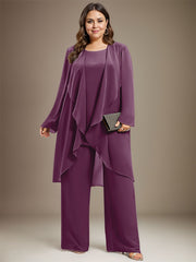 Pantsuit Separates Scoop Floor-Length Chiffon Mother of the Bride Dress
