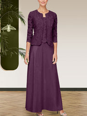 Glitter Lace & Satin Skirt Jacket Dress with Open Jacket