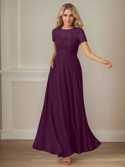 A-Line Boat-neck Sequins Chiffon Mother of the Bride Dress