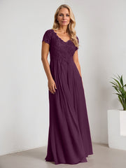 A-Line V-Neck Floor-Length Chiffon Mother of the Bride Dress