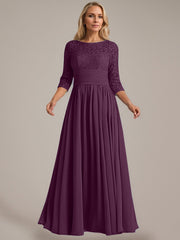 A-Line Scoop Floor-Length Chiffon Mother of the Bride Dress