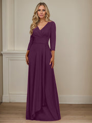 A-Line V-Neck Floor-Length Chiffon Mother of the Bride Dress
