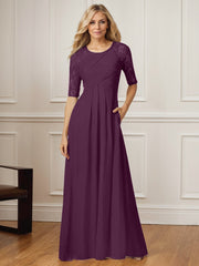 A-Line Square Neck Floor-Length Chiffon Mother of the Bride Dress