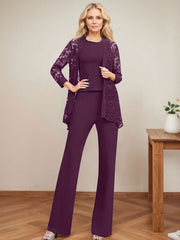 Jumpsuit/Pantsuit Scoop Neck Elastic Satin Mother Of The Bride Dresses