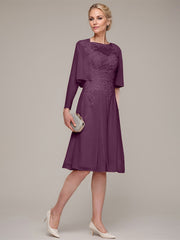 A-line/Princess Sleeveless Knee-Length Chiffon Mother of the Bride Dress With Jacket Appliqued Beading