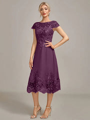 Dusty Rose A-Line Tea-Length Mother of the Bride Dress With Sequins