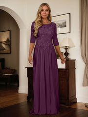 A-Line Scoop Floor-Length Chiffon Mother of the Bride Dress