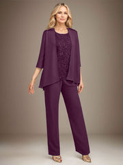 Stormy 3 Piece Long Mother of the Bride Pant Suits with Appliques