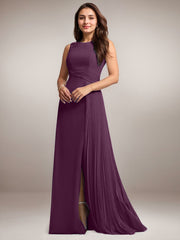 A-Line Scoop Floor-Length Sequins Chiffon Mother of the Bride Dress