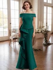 Off-The-Shoulder Cascading Ruffles Mother Of The Bride Dresses
