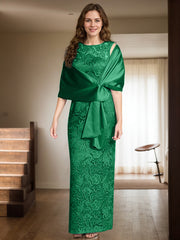 Sheath/Column Scoop Neck Floor-Length Lace/Silk Like Satin Mother Of The Bride Dresses