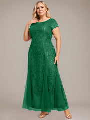 Trumpet/Mermaid Scoop Ankle-Length Lace Tulle Mother of the Bride Dress With Sequins Beading