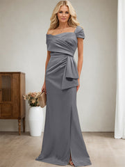 Elegant Wrap Sheath Mother Of The Bride Dresses With Split Front