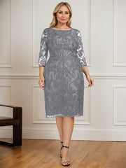 Sheath/Column Scoop Knee-Length Lace Mother of the Bride Dress