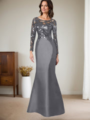 Scoop Neck Long Sleeves Floor-Length Satin/Sequined Mother Of The Bride Dresses