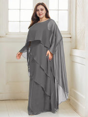 A-line Scoop Floor-Length Chiffon Mother of the Bride Dress