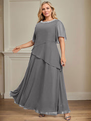 A-line Scoop Ankle-Length Chiffon Mother of the Bride Dress With Beading