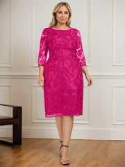 Sheath/Column Scoop Knee-Length Lace Mother of the Bride Dress